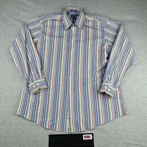 Paul Fredrick Shirt Large Colorful Striped Casual Button Up Long Sleeve Mens